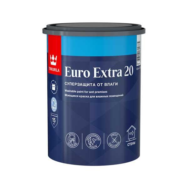 Краска в/д Tikkurila Euro Extra 20 моющаяся белая основа А 0.9 л