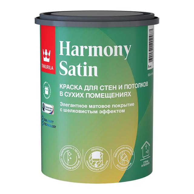 Краска акрилатная для стен Tikkurila Harmony Satin белая (0.9 кг)