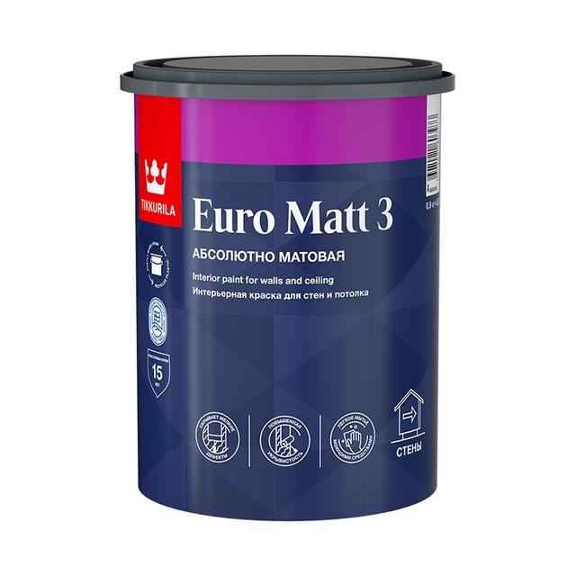 Краска интерьерная Tikkurila Euro Matt 3 база A гл/мат (0,9 л)