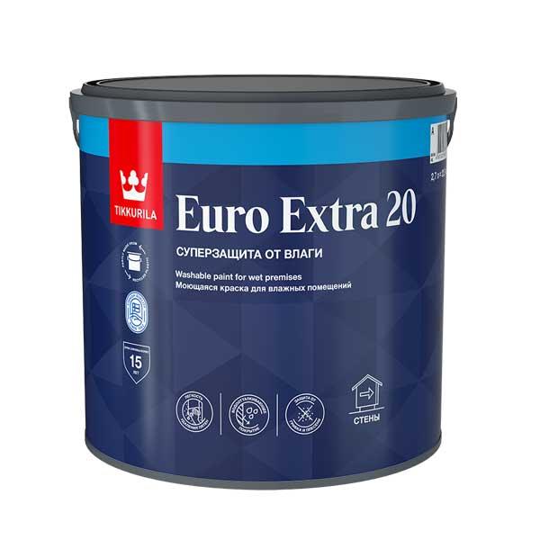 Краска в/д Tikkurila Euro Extra 20 моющаяся основа С 2,7 л