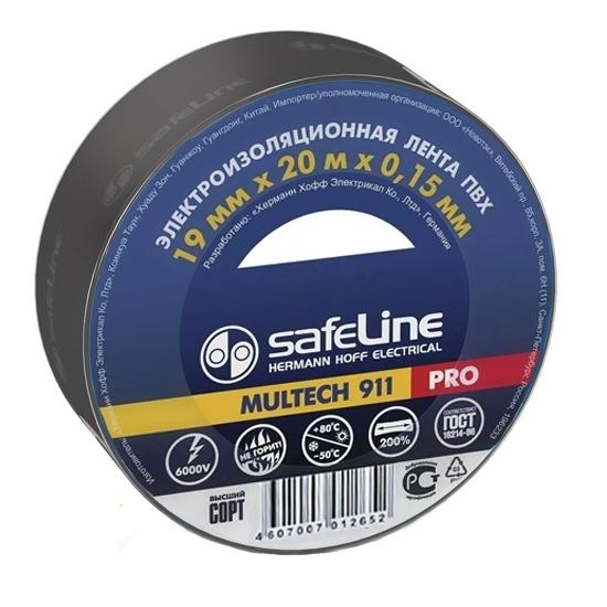 Изолента ПВХ SafeLine PRO черная, 19 мм (20 м)