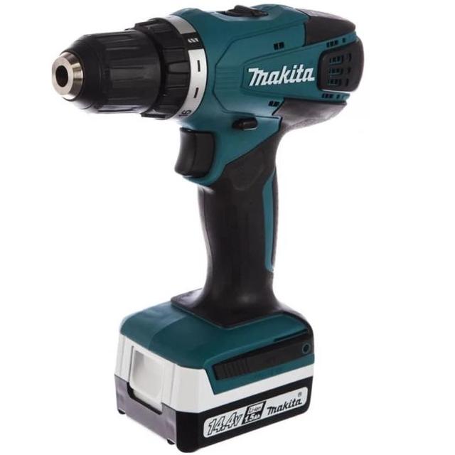 Дрель аккумуляторная Makita DF347DWE 14.4В, 2х1.5АчLi-ion, БЗП-10мм, 0-400-1400обм, 3015Нм, 1.