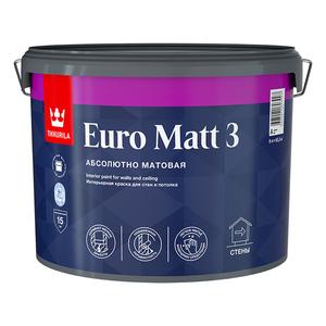 Краска интерьерная Tikkurila Euro Matt 3 база А белая 9 л