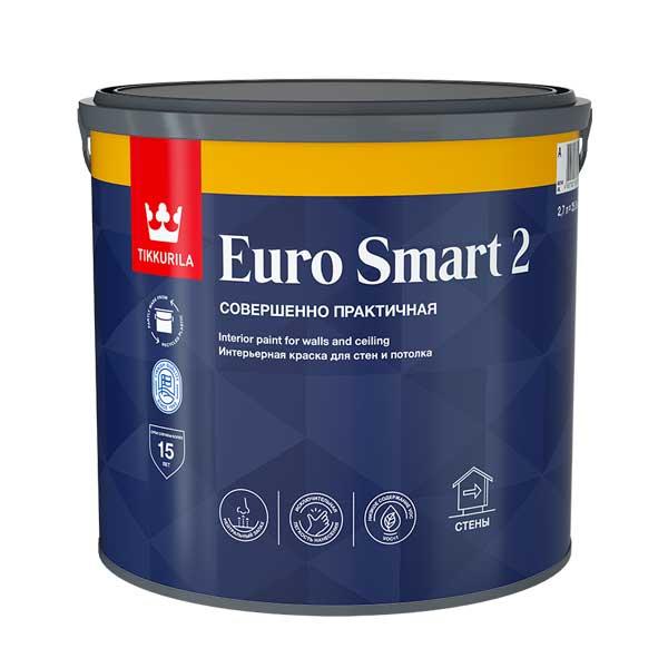 Краска в/д интерьерная Tikkurila Euro Smart 2 белая основа А 2.7 л