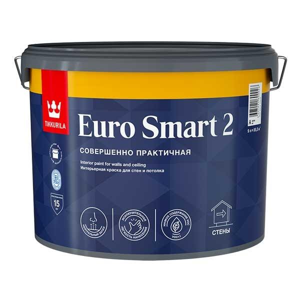 Краска ВД Tikkurila Euro Smart 2 Интерьерная база А 9л